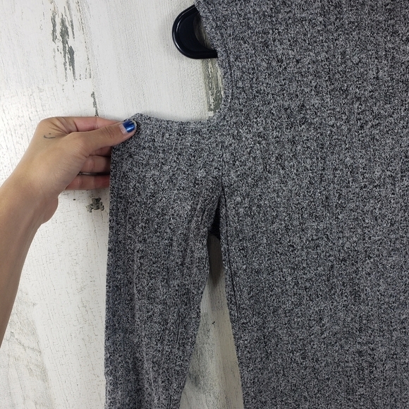 love ari gray cold shoulder ribbed stretchy long sleeve dress women's L - Picture 3 of 11